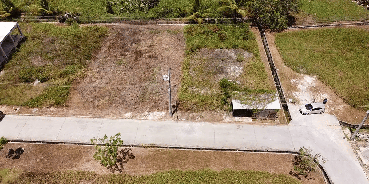 Front overheaad photo of land located Nirvana Gardens Iere Village Trinidad