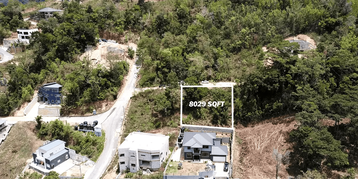 Top view image with an outline of the vacant land
